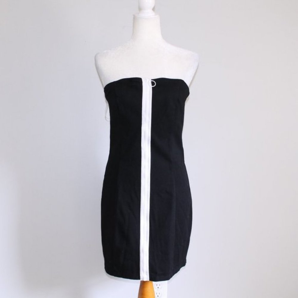 MNI LA Zip Front Bodycon Mini Dress Black Sz 1X - Picture 5 of 16
